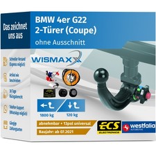 ANH�NGERKUPPLUNG f�r BMW 4er G22 Coupe ab 21 abnehmbar WESTFALIA +13pol E-Satz