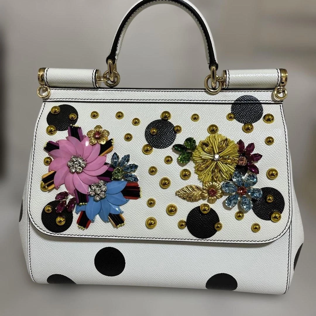 Dolce&Gabbana Leather Exterior Polka Dot Bags & Handbags for Women 
