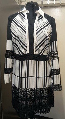 Women's Black Mix Rochelle Humes Dress. Used Condition. Size 14. Lace Designs.