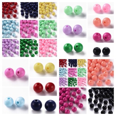 30 x Acrylperle rund, 10mm x 9mm, opak, Farbwahl Acryl Perlen Beads DIY 