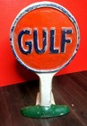 ANTIQUE GULF GAS DOOR STOP CAST IRON PAINTED ADVERTISING RARE OLD OIL METAL EXC — photo 1