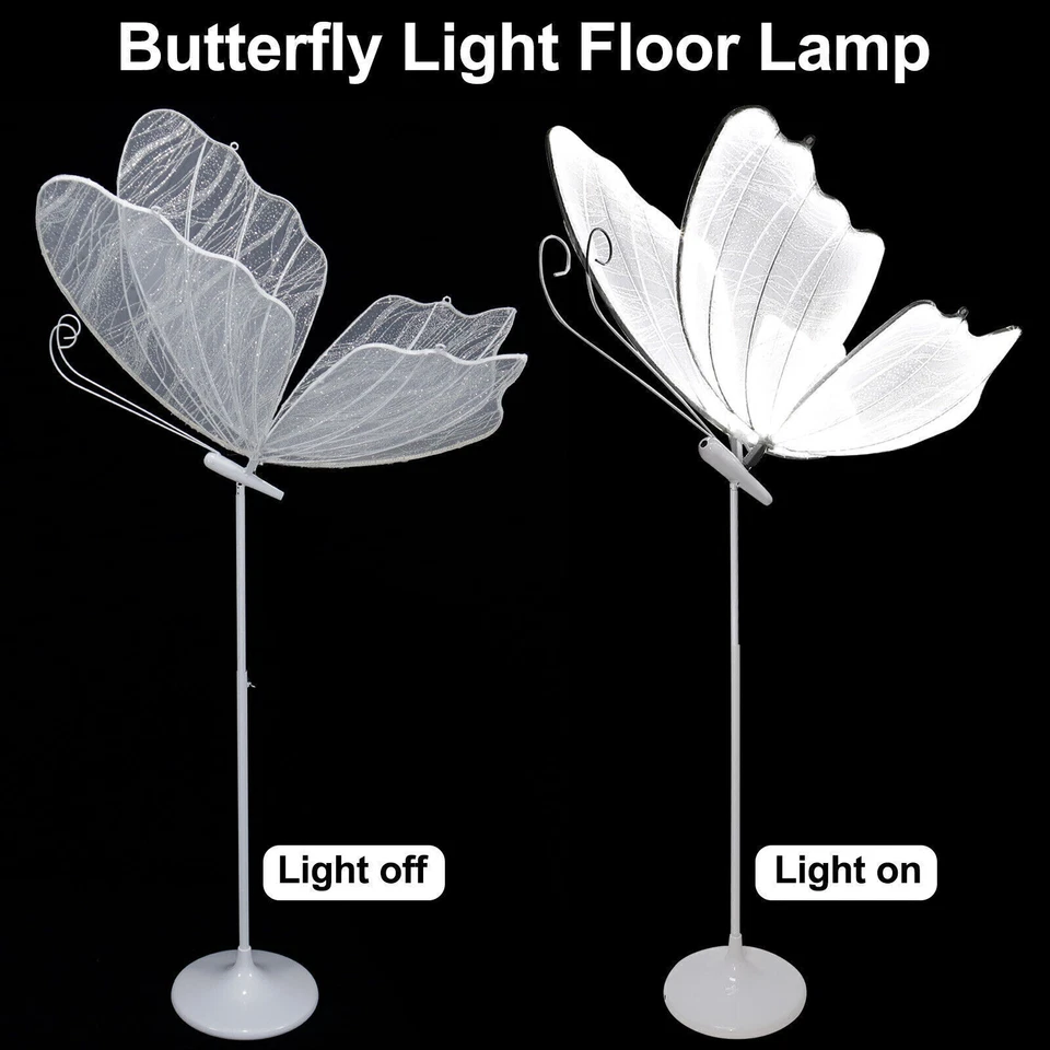 Lámpara de pie 2 PIEZAS LED con luz para boda mariposa decoración de lugar creativo lámpara mariposa Foto 3 de 4