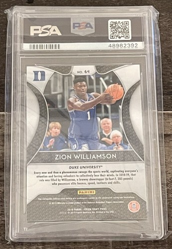 2019 Panini Prizm ZION WILLIAMSON Rookie DP GEM MT PSA 10 RC #64 - Picture 2 of 2