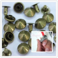 GRANDE PROMOZIONE 200pz borchie a cono con rivetto 9mm BRONZO + Applicatore