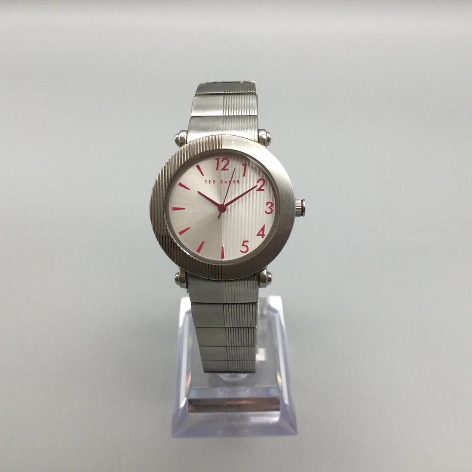 Reloj Ted Baker London Mujer 32mm Tono Plateado Esfera Rosa Batería Nueva 7.75" Foto 2 de 4