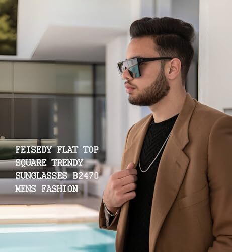 Oversized Sunglasses Mens Womens Flat Top Square Trendy  display picture 2