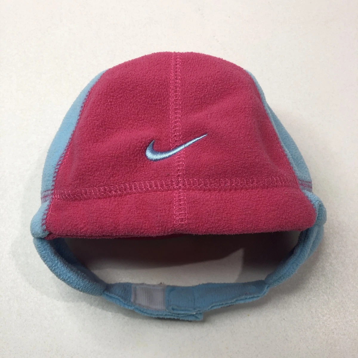 Nike Hat Baby Girl One size Pink Blue Aviator Ear Flaps Hook Loop