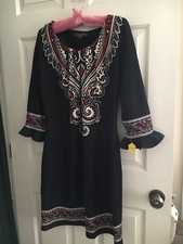 Ladies Perceptions New York Black And Red Dress With 3/4 Sleeves Size 8
