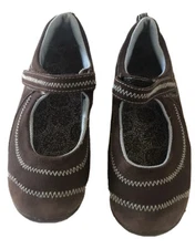LL Bean Girl's Size 4 Brown W/blue Trim Comfort Suede Mary Jane