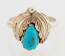 Native American Navajo Handmade Sterling Silver with Turquoise Ring Size 7