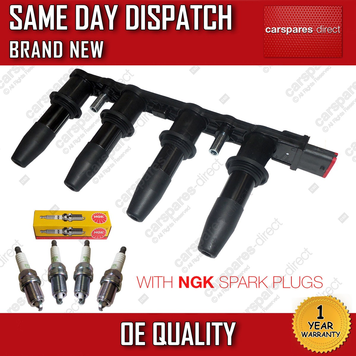 VAUXHALL ASTRA H 1.6,1.8 16V IGNITION COIL SET + 4 NGK SPARK PLUGS
