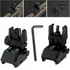 Foldable Iron Sights Flip-up Front and Rear Sight Fiber Optics Dual Aiming Mode