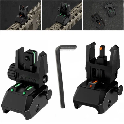 STARSSPORT Foldable Iron Sights Flip-up Front and Rear Sight Fiber Optics Dual Aiming Mode