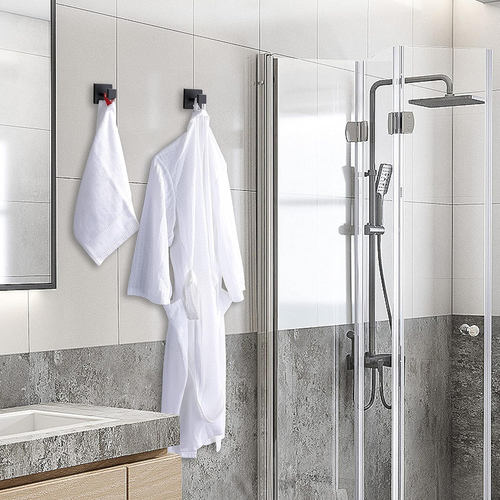 2 Pack Matte Black Bathroom Towel Hook Stainless Steel, Square Towel Robe Coat H - Picture 3 of 12