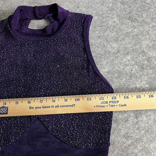 Vintage 80s Body Wrappers Full Leotard Dance Unitard Women M Purple Beaded - Picture 9 of 14