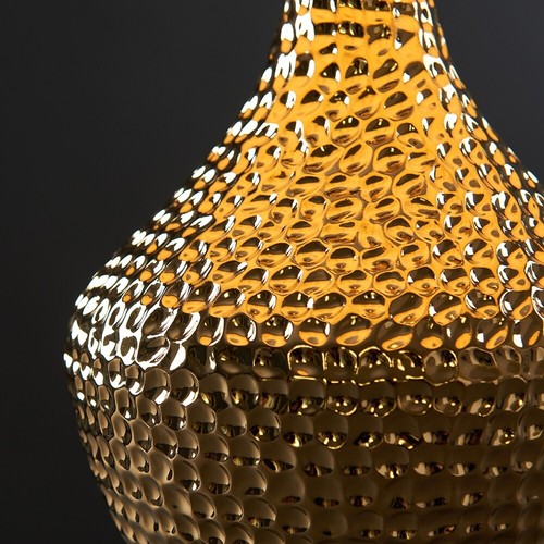 Gold Hammered LED Table Lamp Large Living Room Lounge Light Fabric Shade & Bulb - Picture 3 of 8