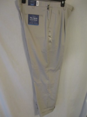 Croft & Barrow Cotton Blnd Lt Taupe  No Iron Stretch PLEAT Dress Pants SR$54 NEW