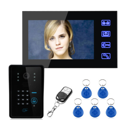 7'' LCD RFID Password Video Door Phone Doorbell Intercom System With IR Camera 