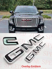 2021-2024 GMC YUKON YUKON XL Front Grill Tailgate White Black OVERLAY Emblem