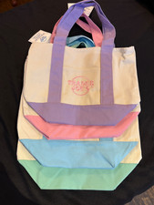 Trader Joe's Mini Pastel Canvas Tote Bags TJ  s New with Tags Collector Lot of 4