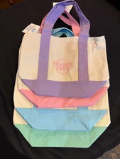 Trader Joe's Mini Pastel Canvas Tote Bags TJ’s New with Tags  Collector Lot of 4