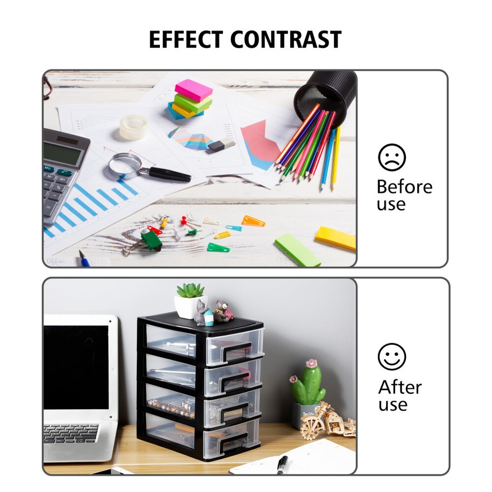 Small Desktop Storage Drawers Plastic Stationery under Bins eBay