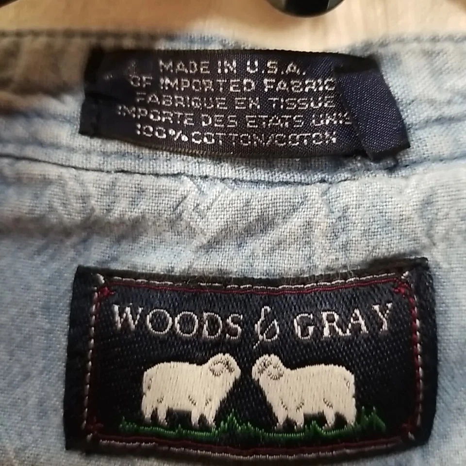 Винтажные мужские поло Woods & Gray сделано в США размер Med.  Красный, белый, бордовый 100% хлопок - Изображение 3 из 4