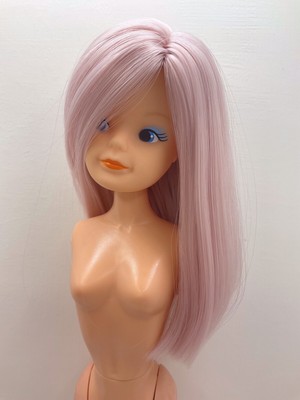 OOAK Custom Rerooted & Repainted Pedigree Smirky Sindy Doll NUR KOPF rosa Haare