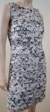 ALICE + OLIVIA White Grey & Black Layered Short Fitted Evening Dress Sz:10; UK14