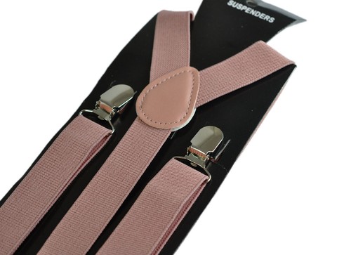Warm Dusky Dusty Rose Pink Blush Pink Bow Tie + Suspenders Braces for all ages - Picture 7 of 7