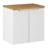 Waschtischunterschrank 60Cm Weiß Eiche TüRen Grifflos Waschbeckenschrank Bad
