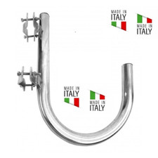 Staffa Curvata a 180° con Aggancio da Palo per Antenna Parabola Wifi Zincata