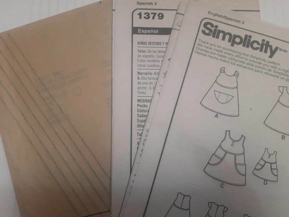 Dress & 18" Doll Dress Girls 3 4 5 6 7 8 Simplicity 1379 Sewing Pattern UC FF - Image 3 of 4