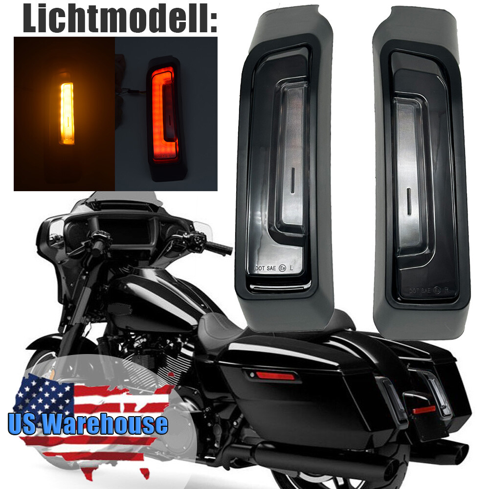 LED Smoked Rear Fender Saddle Bag Lights for Harley Street Glide