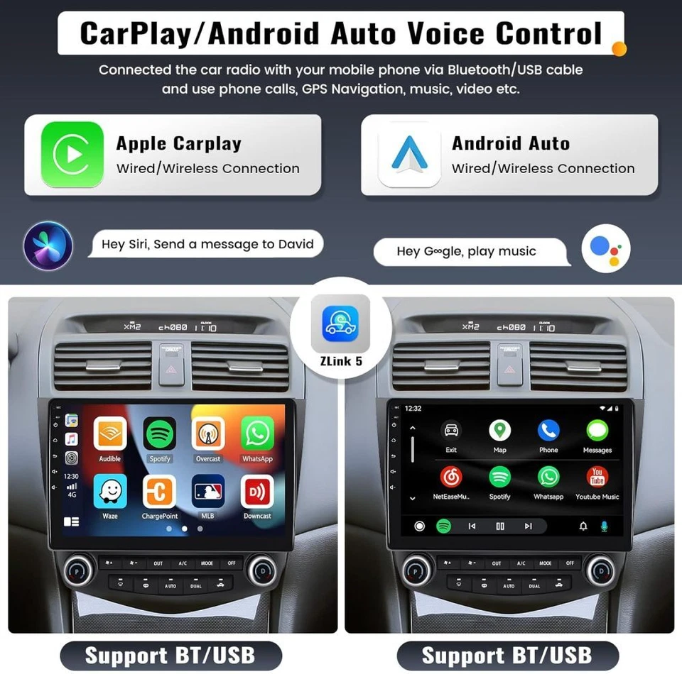 Rádio estéreo GPS WIFI FM para Honda Accord 2003-2007 Apple CarPlay Android 15 carro - Imagem 3 de 4