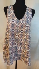 Signature Studio Women's Sleeveless Top Size XL Blue Cream Peach