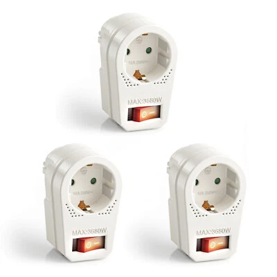 PERFECT EQUIPMENT FOR YOUR HOME 3x Perfect Steckdosen-Adapter mit An/Aus Schalter Zwischenstecker schaltbar