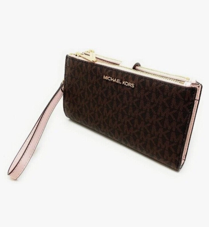 Michael Kors 35F8GTVW0B Jet Set Travel Double Zip Wristlet Powder Blush