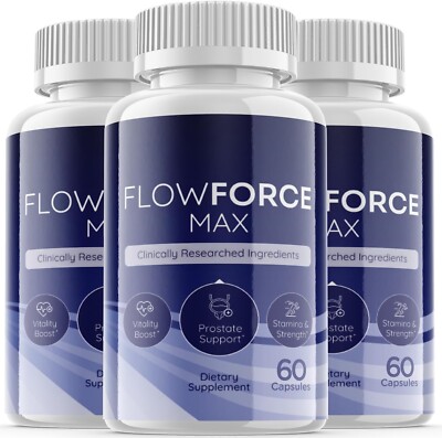 FlowForce Max - Vegan, Male Vitality Supplement Pills , Capsules (3 Pack)  
