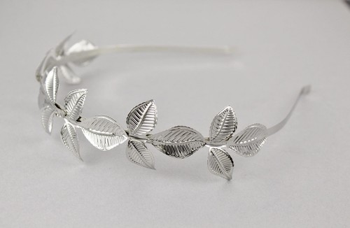 Silver Laurel Leaf crown Leaves headband hair band greek toga roman costume - 第 1/4 張圖片