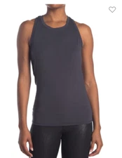 90 DEGREE By Reflex Women's  Active Top Racer Tank Tie Back Charcoal Gray M NWT