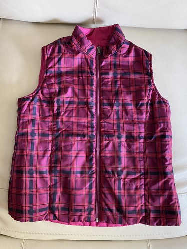 Woman's Studio Works Pink/ Plaid REVERSIBLE Vest Size S - Picture 3 of 4