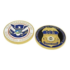 Vintage ICE Special Agent Challenge Coin Gold Plate with Coin Capsule