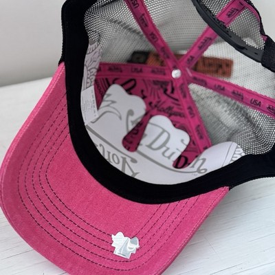 NWT Von Dutch‎ Pink and Black Rhinestone Adjustable Hat Women One Size NWT Von Dutch Rhinestone Trucker Hat - Dark Pink With Black  main image 3