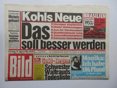 Bild Zeitung vom 14.04.1989, Valerie Golino, Charles Bronson