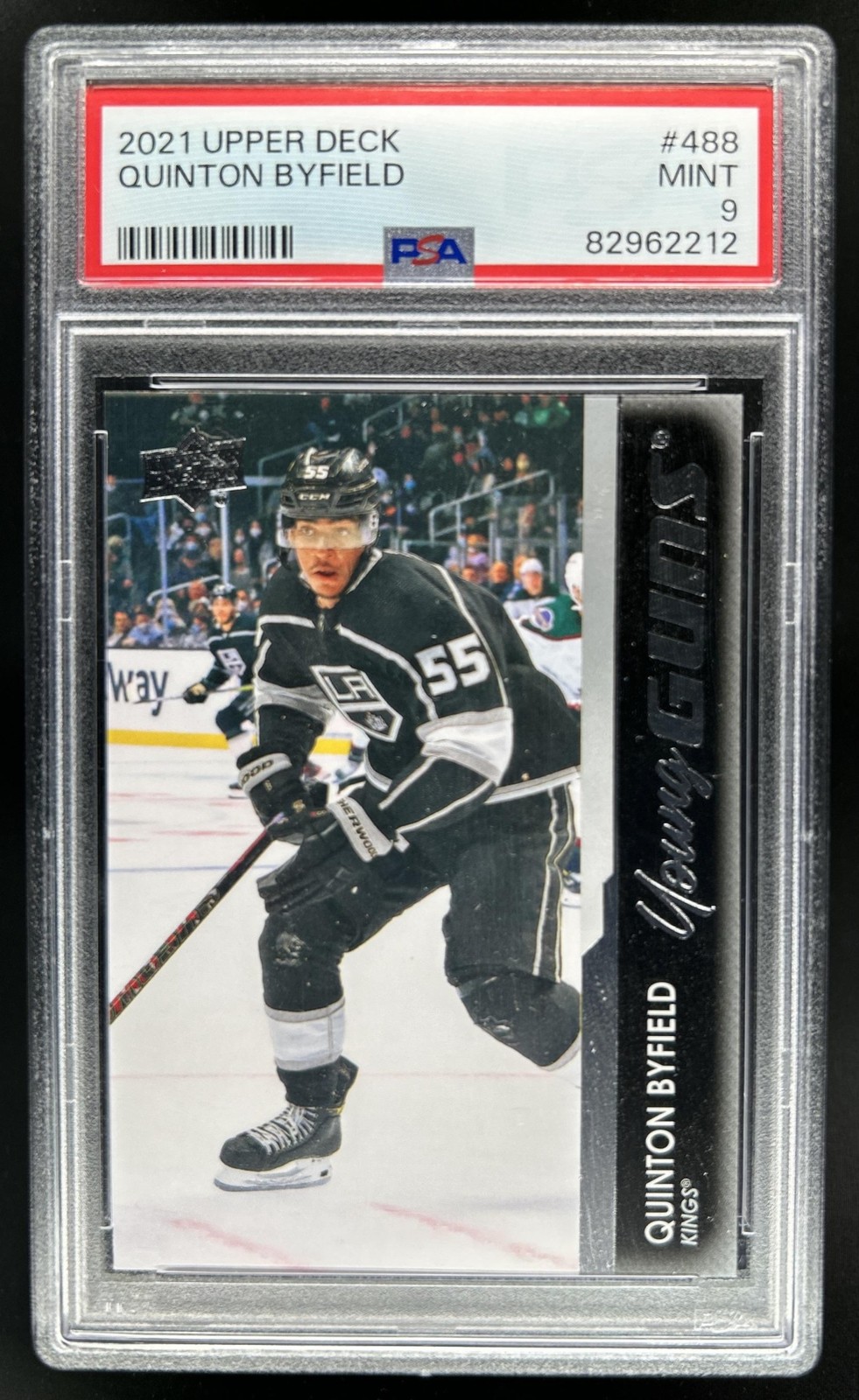 2021-22 Upper Deck Quinton Byfield Rookie Young Guns RC #488 Kings PSA 9 view 1