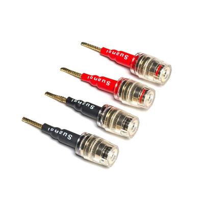 Suanqi Flex Pin Banana Plugs to 4Mm Female Banana Jack Speaker Audio Adapter for