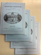 Kentucky Ancestors, The Kentucky Historical Society Vol. 20 1,2,3,4 1984-85