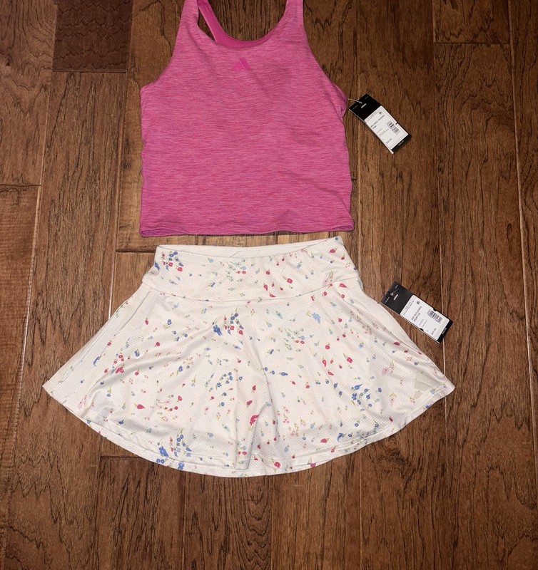 NWT LOT OF 2 Adidas Girls Floral Tennis Skort and Tank Size Large