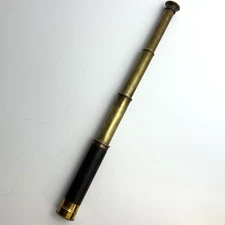 Vintage 14" French Brass Nautical Spyglass Telescope Maritime Leather 3 Draw